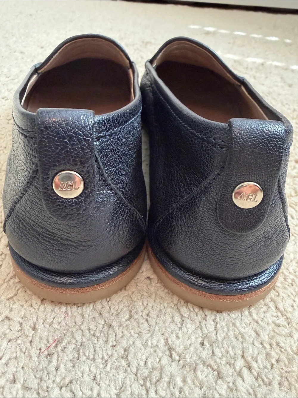 AGL Attilio Giusti Leombruni Women’s Navy Leather Loafer Flats Slip On Size 7.5
